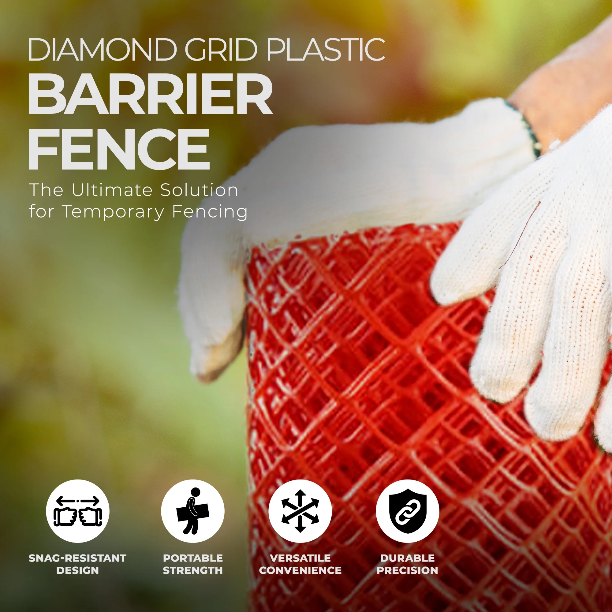 YardGard Barrier Fence with Diamond Grid Plastic for Animal Confinement