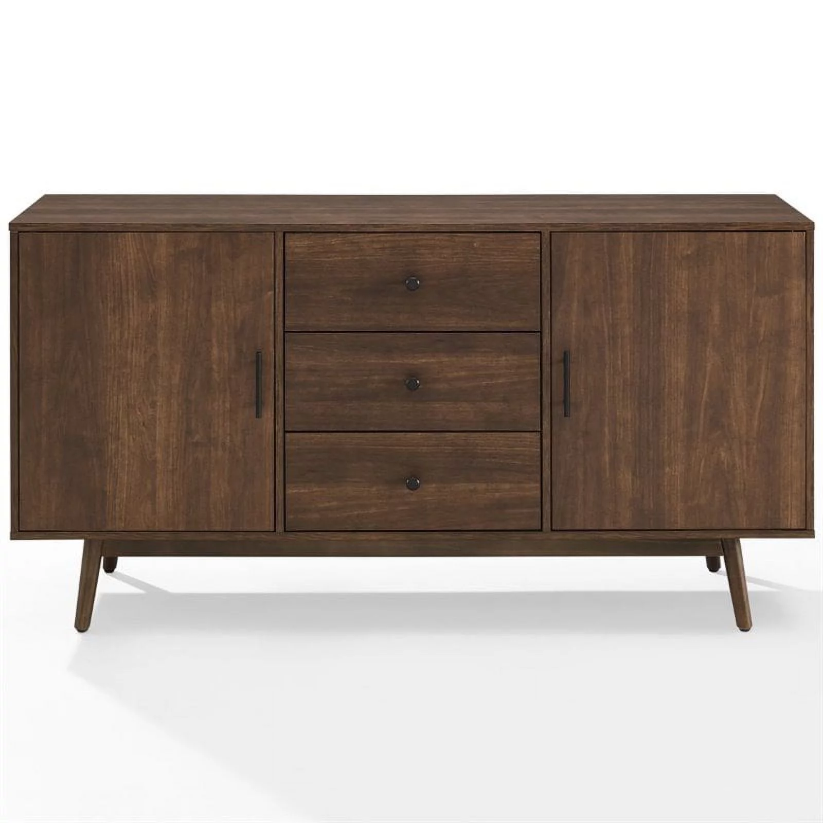 Pemberly Row 3-Drawer Mid-Century Wood Sideboard Buffet Cabinet in Brown