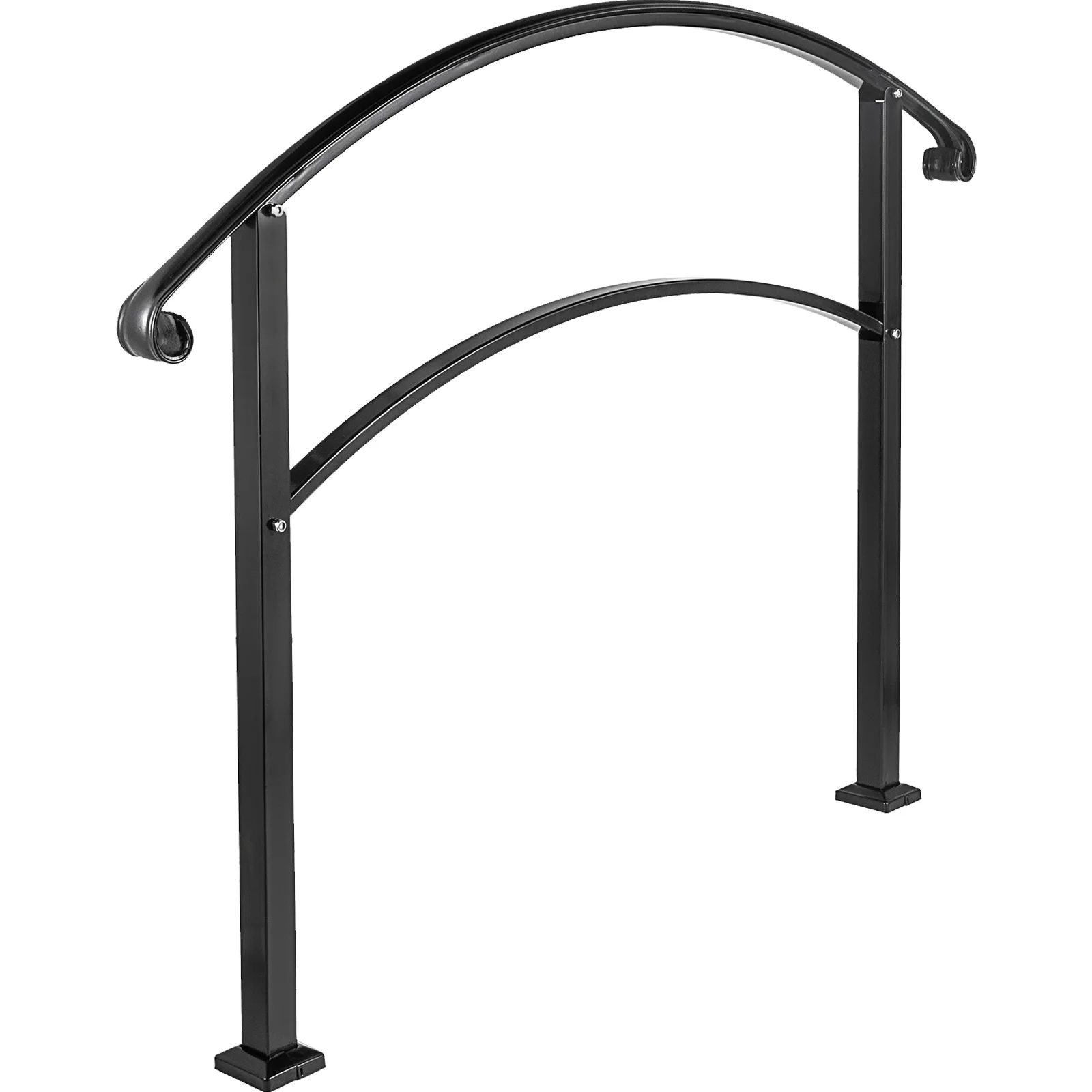 SKYSHALO4 Levels Adjustable Handrail Fits Level 1 or Level 4 Matte Black Stair Handrail Wrought Iron Handrail with Mounting Kit Outdoor Step Handrail