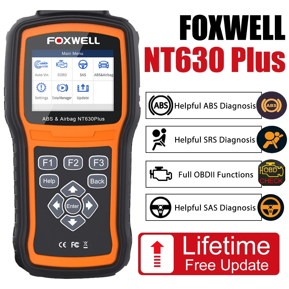 Foxwell NT630 Plus Scanner ABS Bleeding SRS SAS OBD2 Code Reader Diagnostic Tool