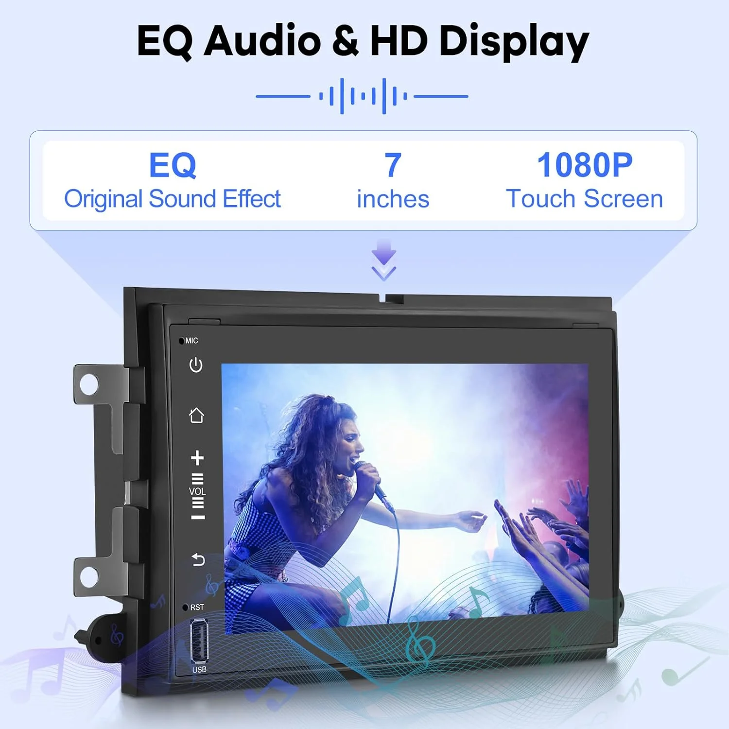 THONZER Android Car Radio for Ford F150 F250 F350 Fusion Edge Explorer Taurus Freestar, [1G+16G] 7 inch Touch Screen Stereo, Bluetooth/SWC/EQ Audio/1080P +Backup Camera