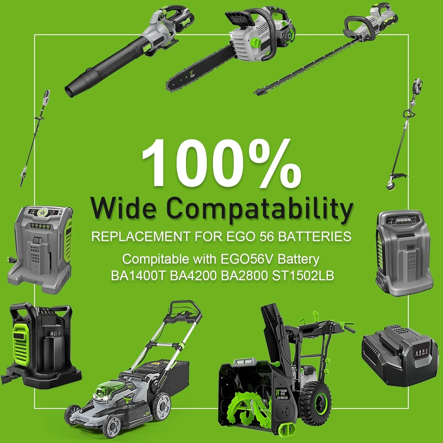 56V 5000mAh Battery Replacement for EGO 56v Battery 5.0Ah Compatible with EGO 56V All Power CS1604 CS1804 CS1403 HT2400 LB6504 LB5804 LB6500 LB4800 PH1400 Tool