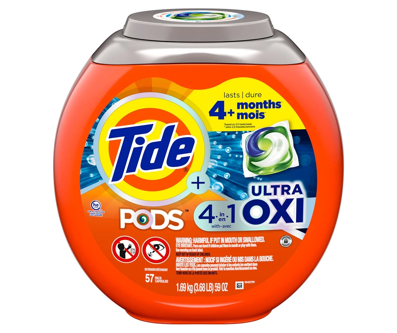 Tide PODS 4in1 Ultra Oxi Liquid Laundry Detergent Pacs, 57-Count
