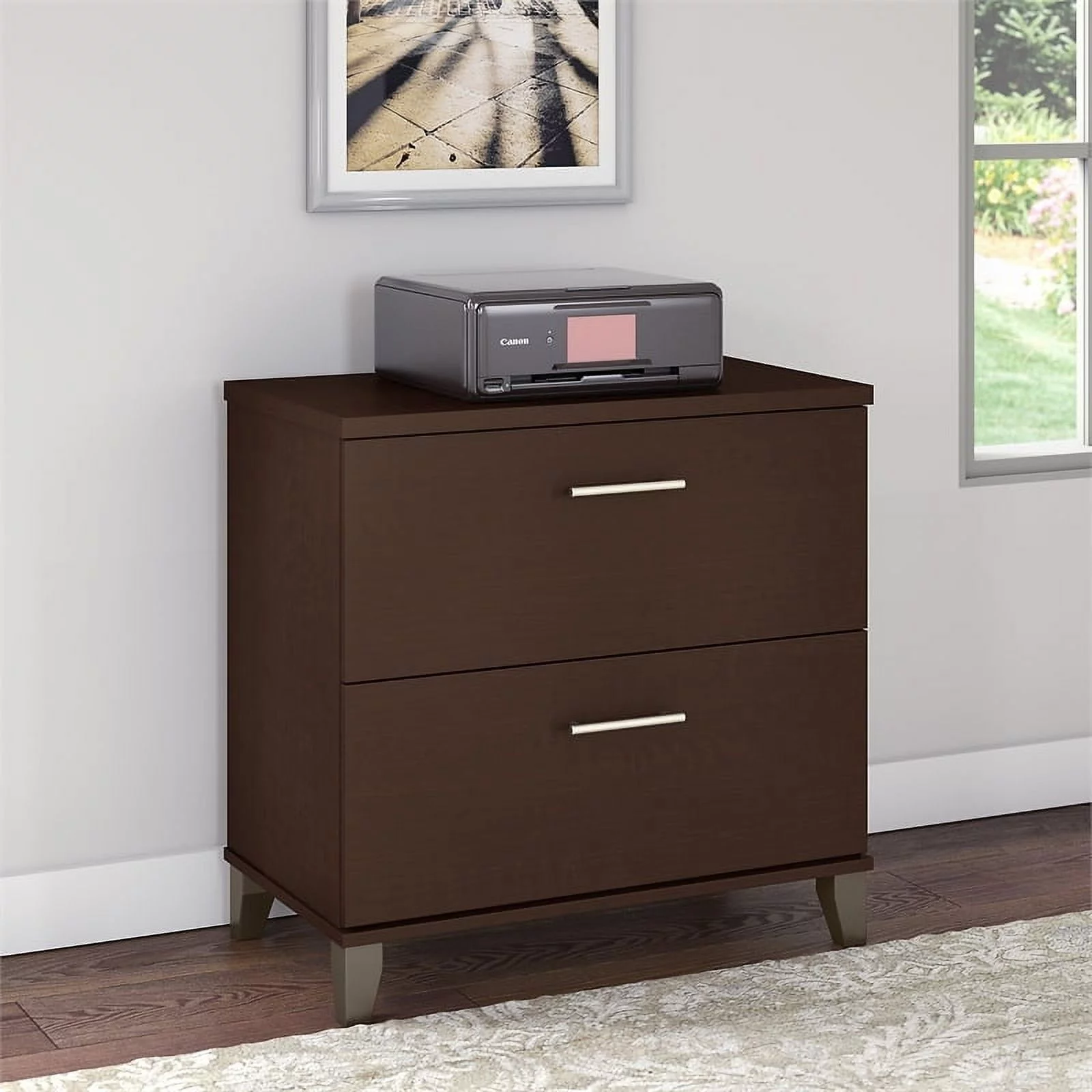 Kingfisher Lane Contemporary Engineered Wood Lateral File Cabinet in Cherry