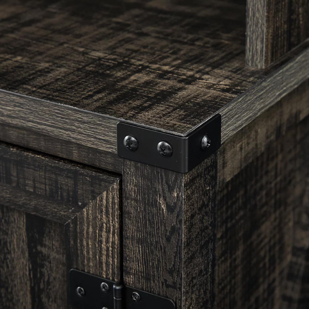 Gramercy Way Bar Cabinet with Upper Glass Cabinet in Charocal Finish