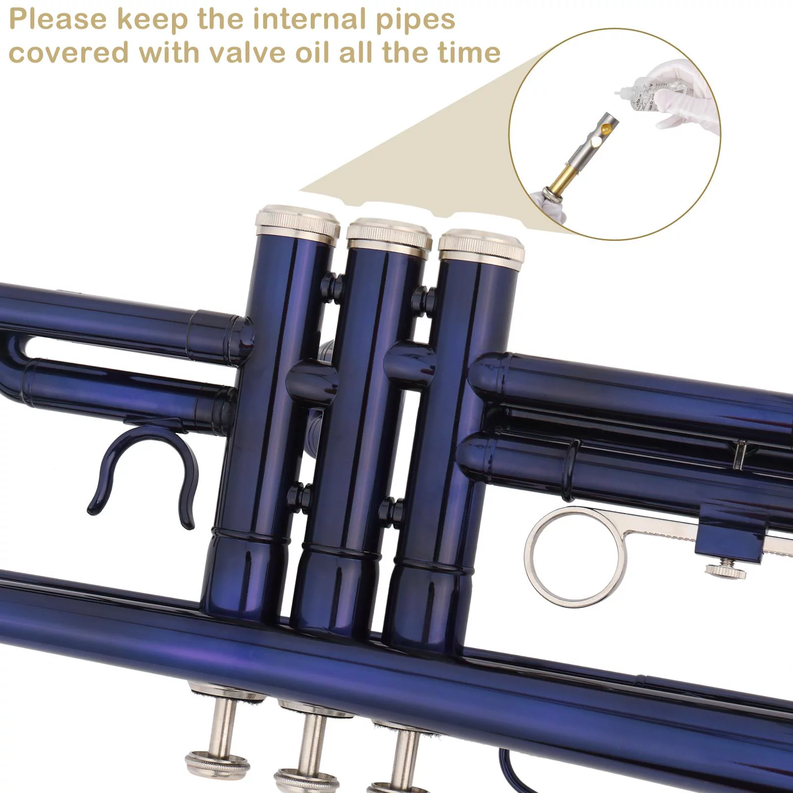 UBesGoo Bb Beginner School Band Trumpet with Mouthpiece Case Blue Green Purple