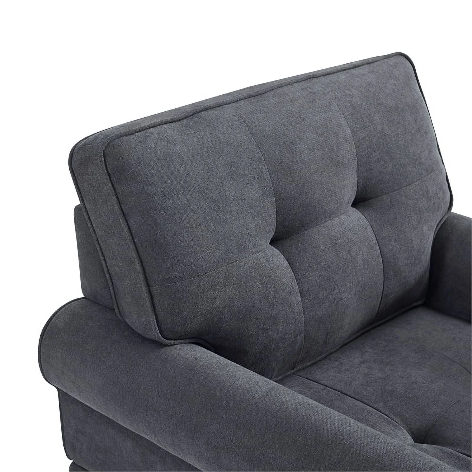 Partner Furniture Tufted Polyester Fabric Chaise Lounge in Gray