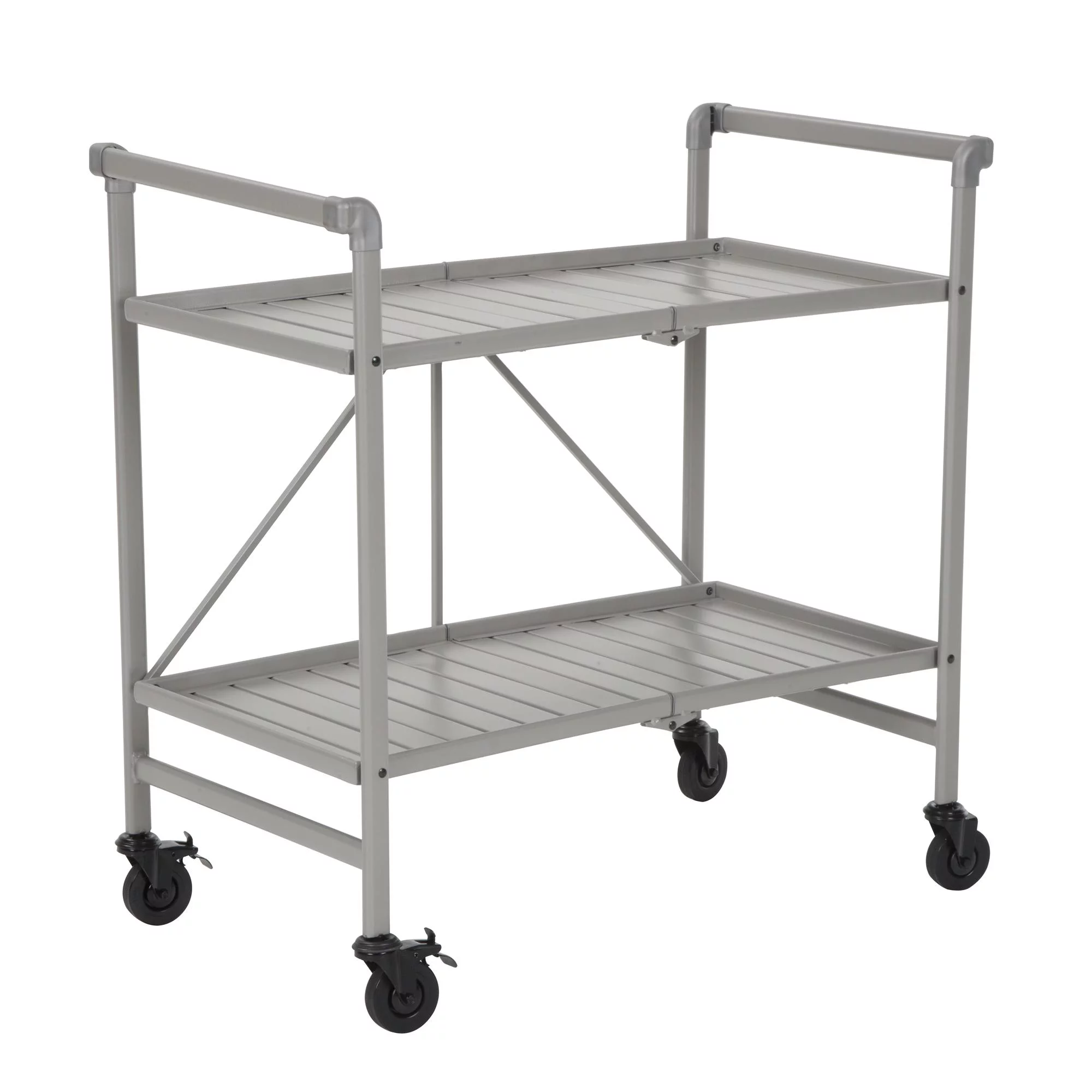 Cosco Outdoor Living INTELLIFIT Outdoor Or Indoor Folding Serving Cart With 2 Slatted Shelves, Multiple Colors Available