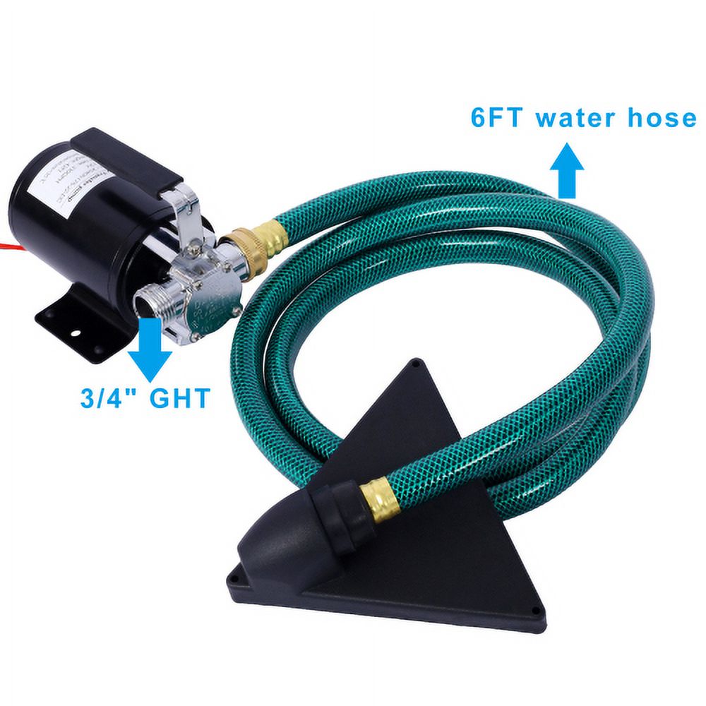 Zateety DC 12-Volt 1/10HP 330GPH Battery Powered Mini Portable Electric Utility Sump Transfer Water Pump with Water Hose Kit Black