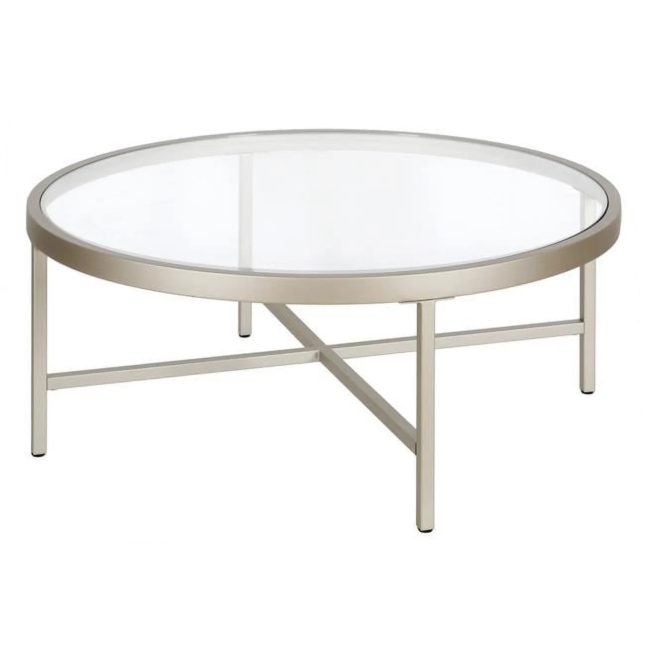 HomeRoots 520977 15 x 36 x 36 in. Silver Glass Round Coffee Table