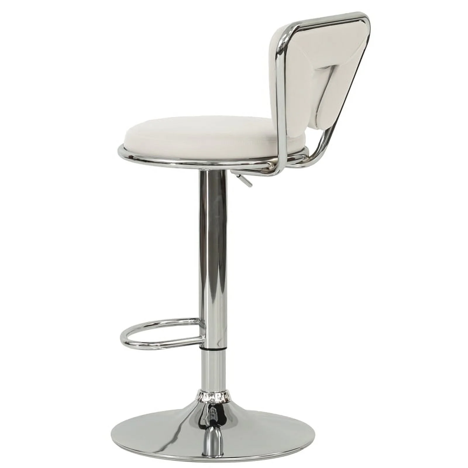 Poundex F1642 16 x 18 x 34-40 in. Adjustable Height & Swivel Barstool in White Faux Leather - Set of 2
