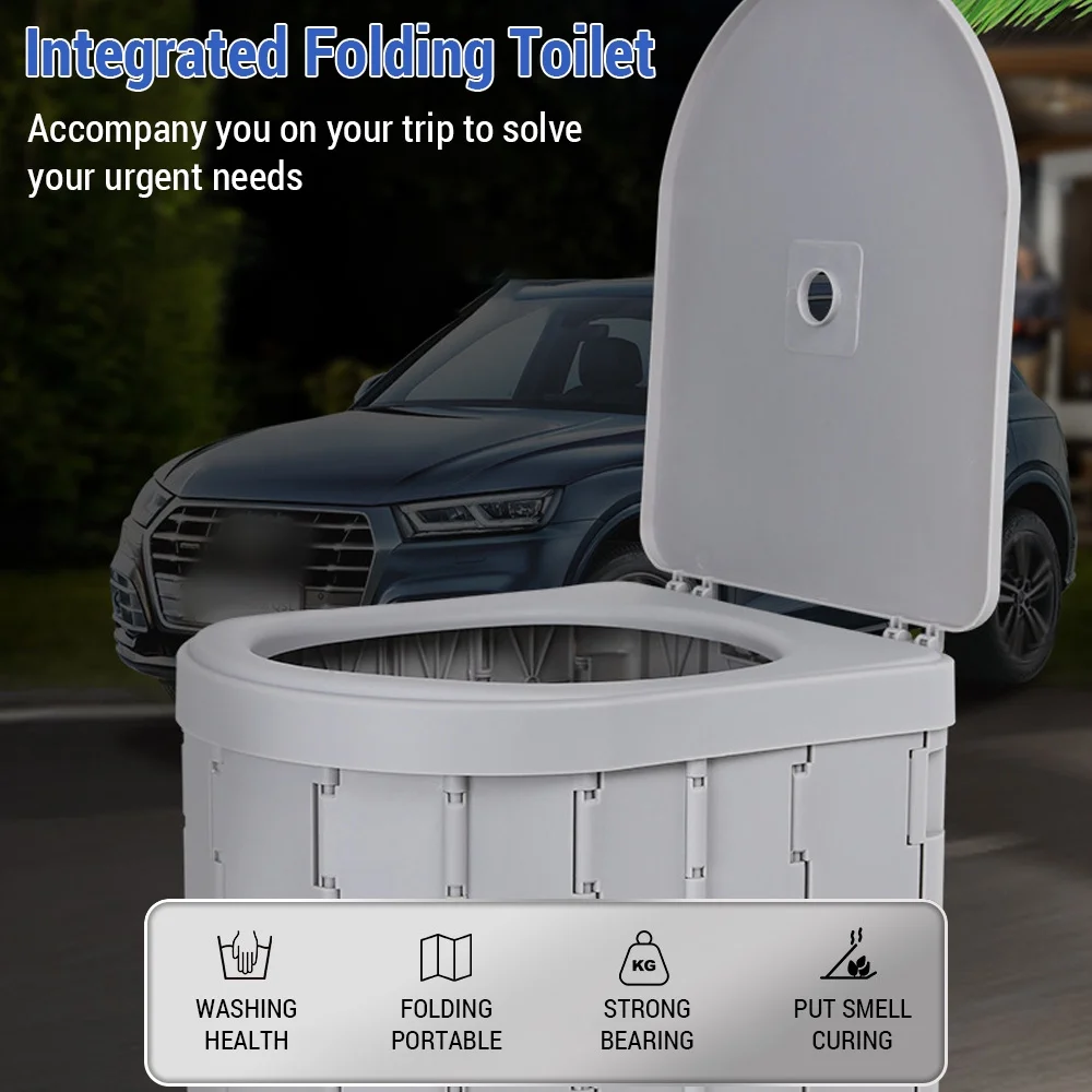 OWSOO Car mounted Bucket Portable Toilet for Camping, Convenient Foldable Design for Travel, Adult Children and Elderly