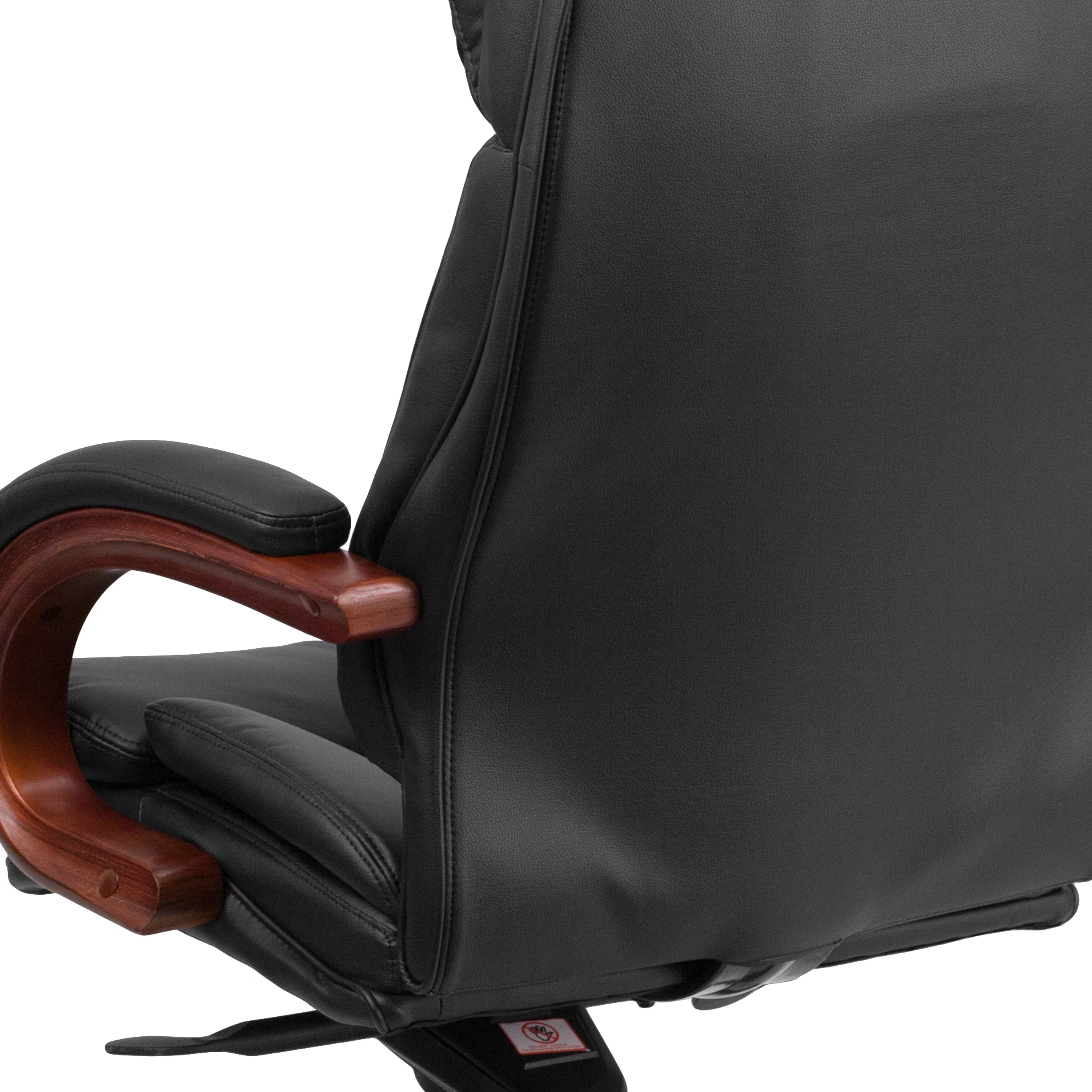 Emma + Oliver High Back Black LeatherSoft Synchro-Tilt Ergonomic Office Chair with Wood Base