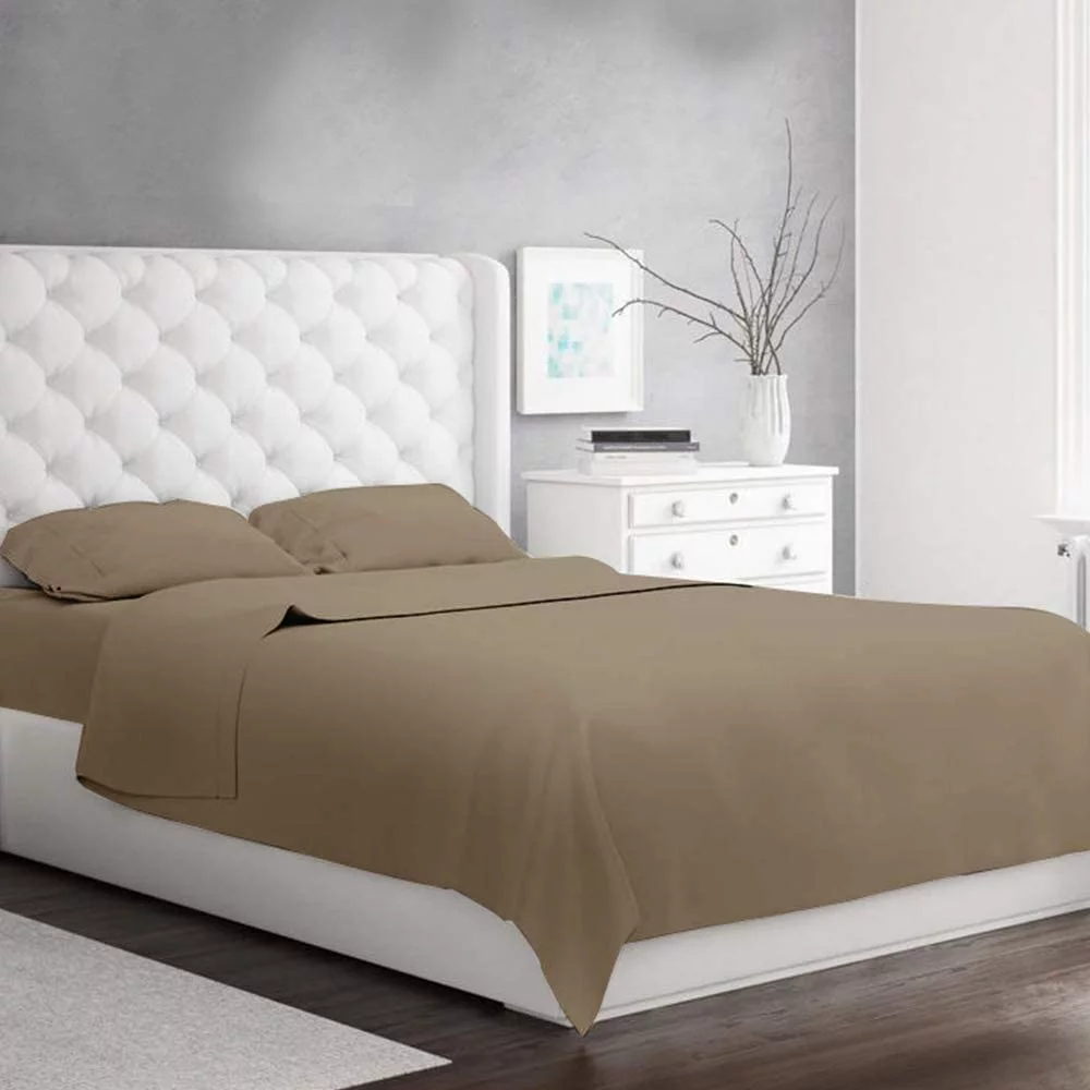 Hotel Brand 1000 Thread Count 6-Piece Extra Deep Pocket Super Soft Sheet Set Fit Upto 22 Inches Deep Pocket, Solid Pattern, 100% Egyptian Cotton @ 'hotellinen' (Queen, Taupe)