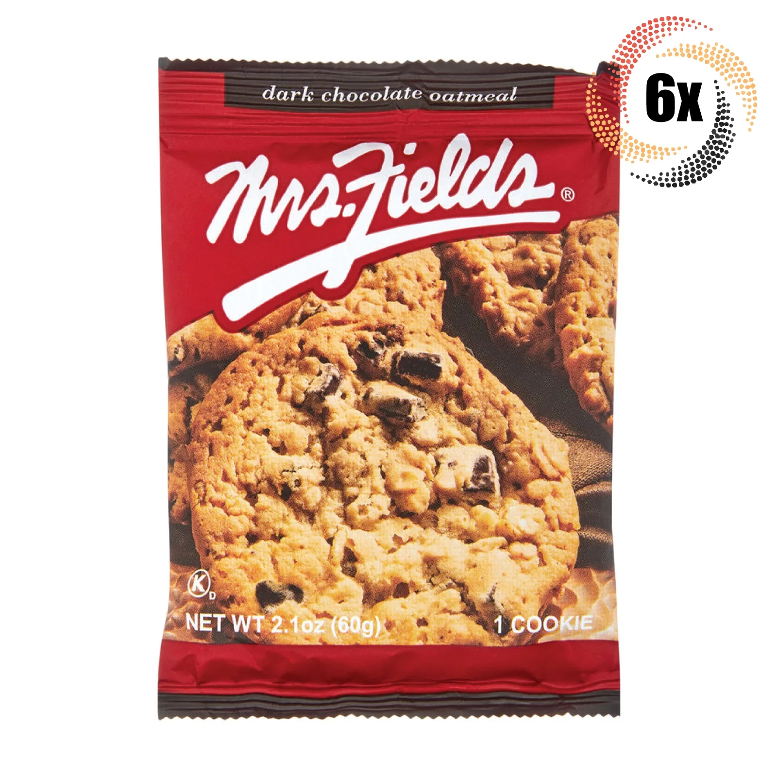 6x Packs Mrs Fields Dark Chocolate Oatmeal Cookies - 2.1oz!