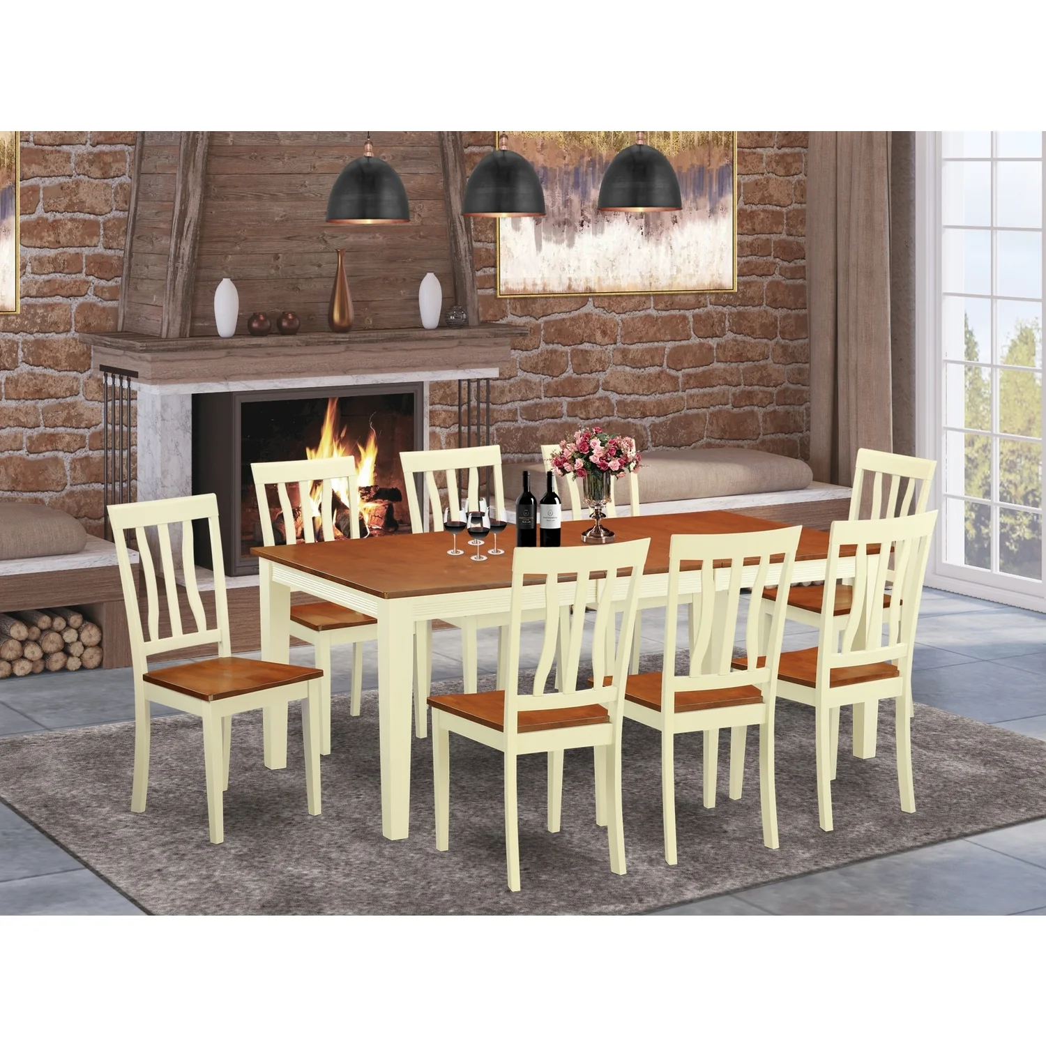 HomeStock Retro Renaissance Set-HomeStock Table With Wood HomeStock Chairs