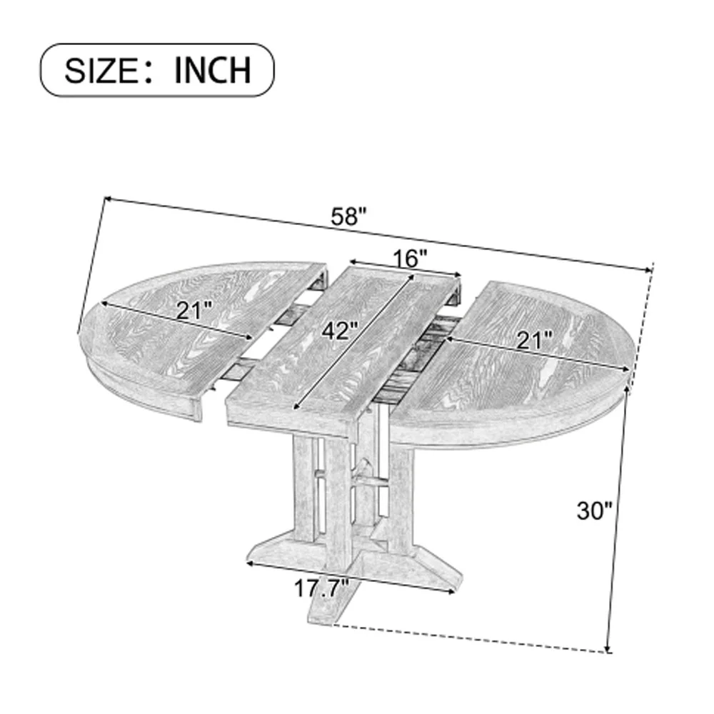 Farmhouse Dining Table Extendable Round Table - Natural Wood Wash