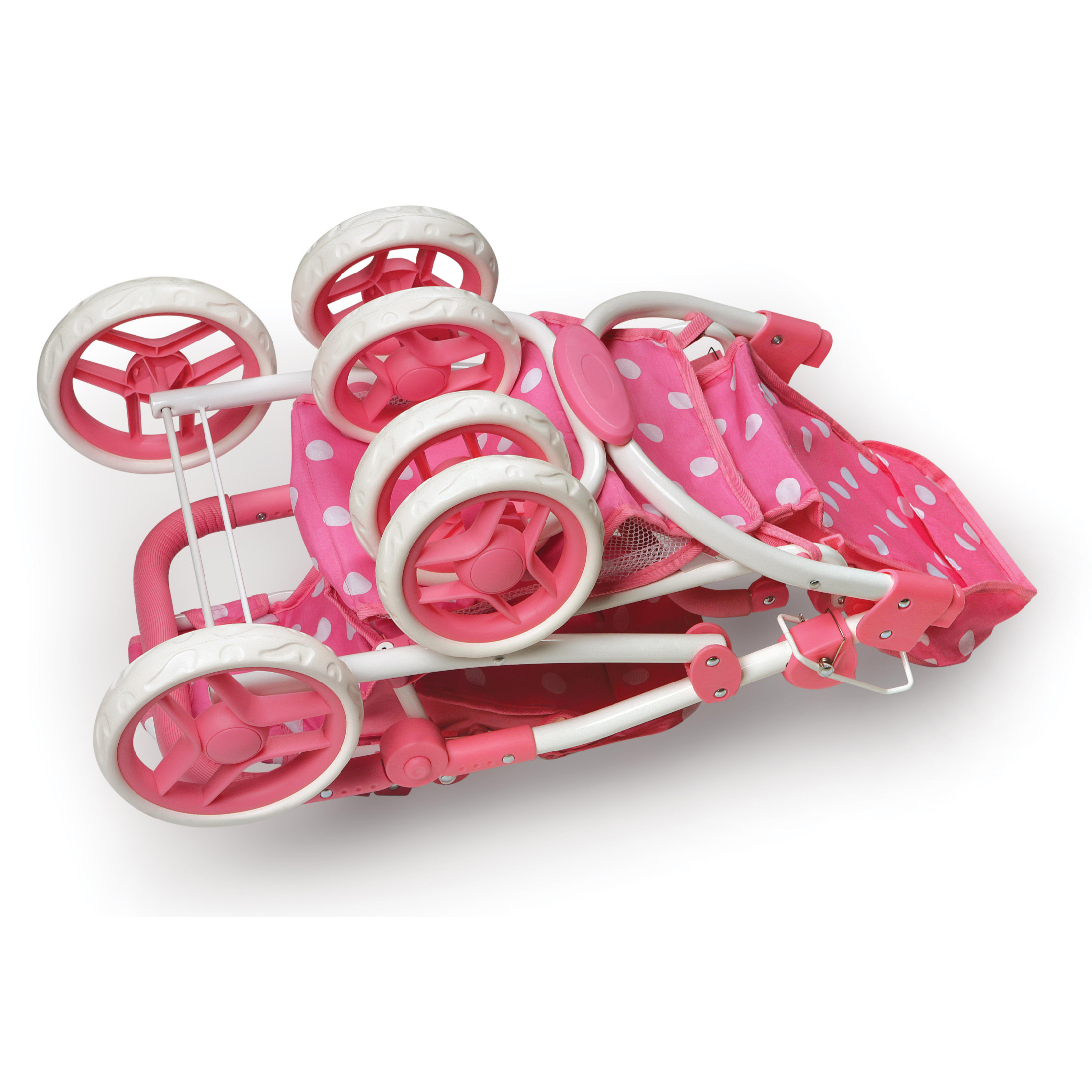 Reversible Double Doll Stroller - Pink/Polka Dots
