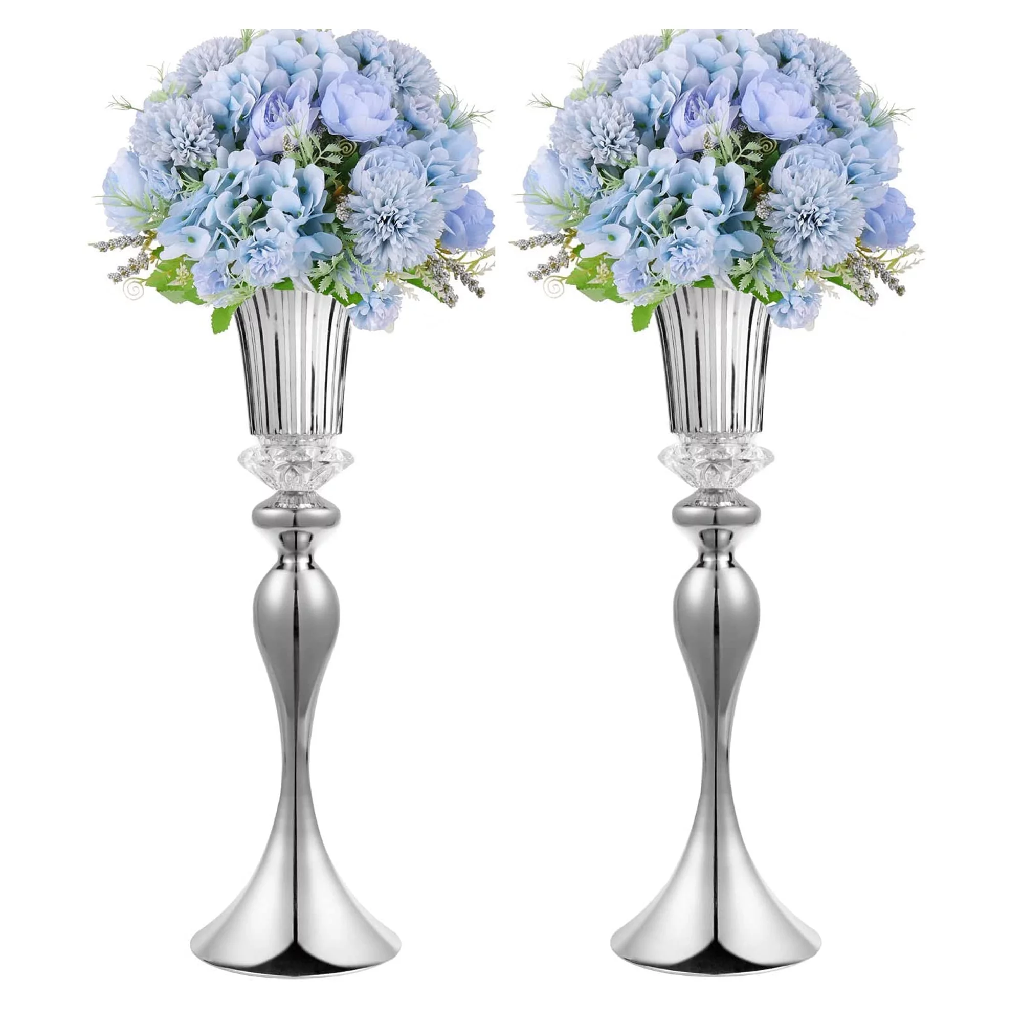 22in Tall Wedding Centerpieces Flower Vases, Set of 2 Acrylic Crystal Flower Stands Wedding Road-Leading Vases, Metal Centerpiece Vases for Table Décor Home Engagement