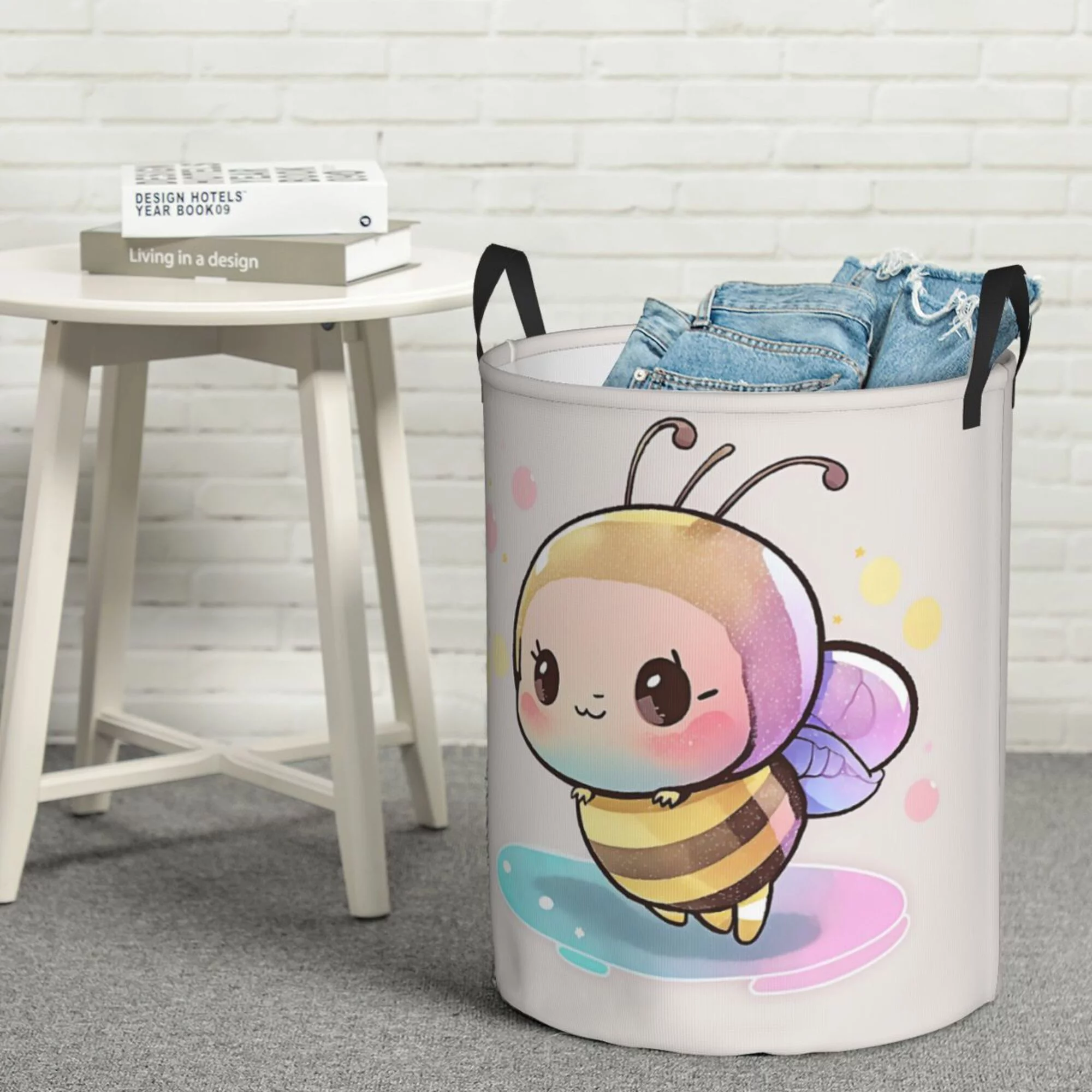 ZICANCN Laundry Basket Organizer, Cartoon Insect Bee Collapsible Hamper for Bathroom Bedroom Laundry Room, Medium Size