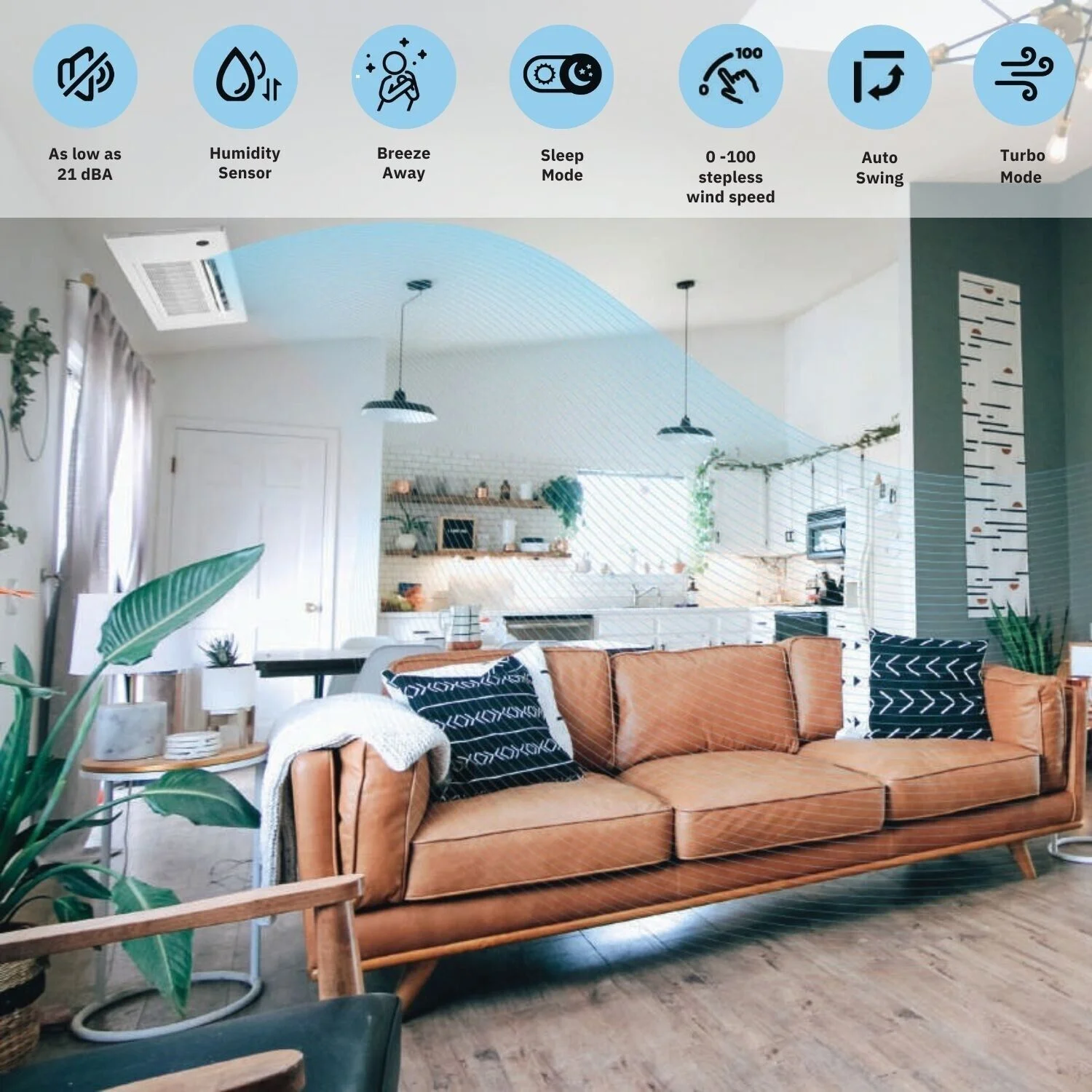 Cooper & Hunter 6,000 BTU One Way Ceiling Cassette Ductless Mini Split AC/Heating System with Smart Wall Thermostat and Installation Kit