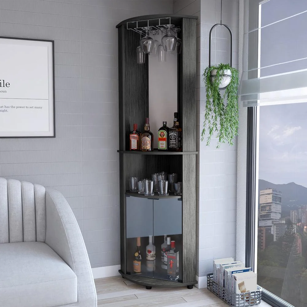 We Have Furniture Bar Cabinet Corner,Bar Cabinet, Rialto, Smokey Oak, Smokey Oak