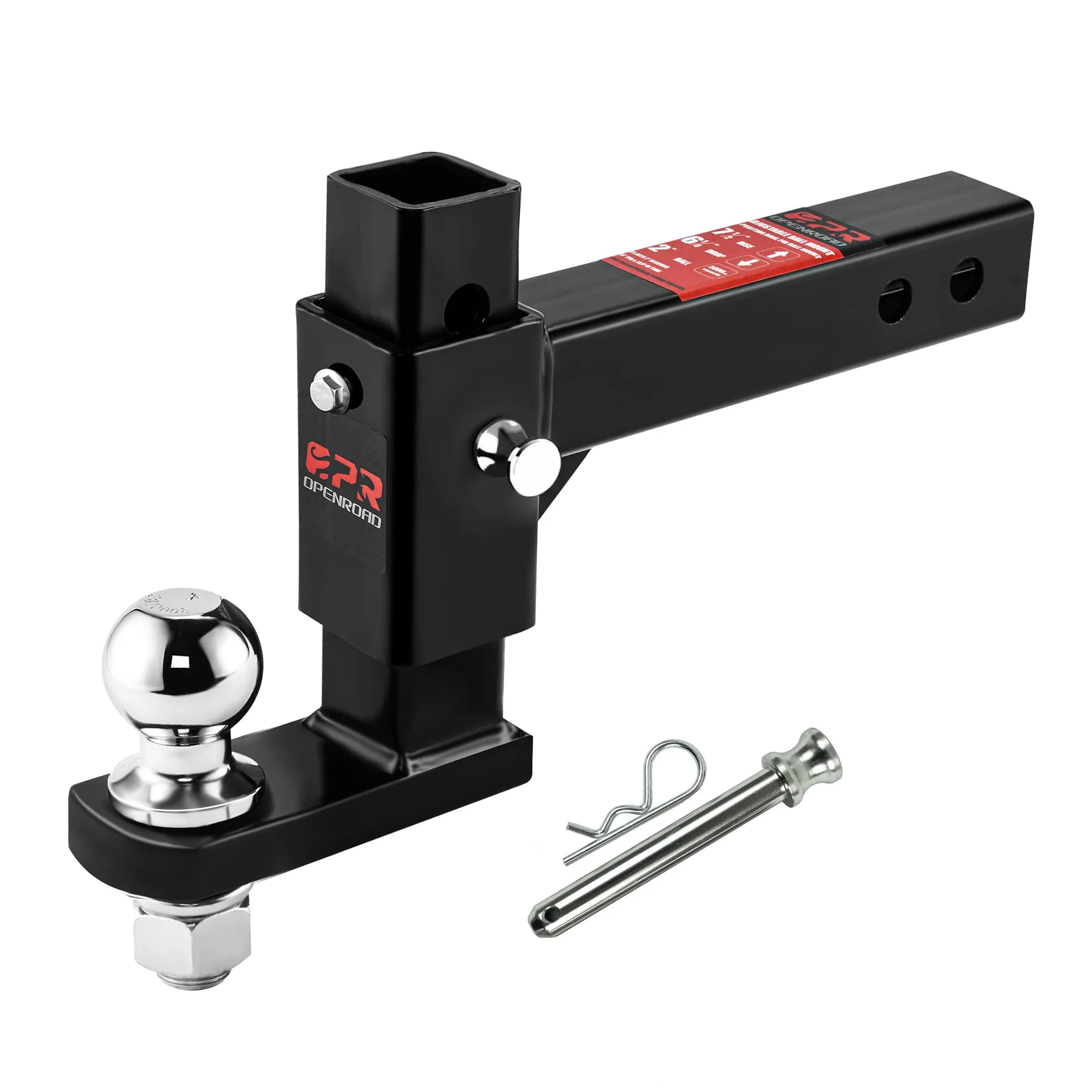 OPENROAD Adjustable Trailer Hitch Ball Mount Fits 2-Inch Receiver, 2’’ Ball 7500LBS, 6 7/8
