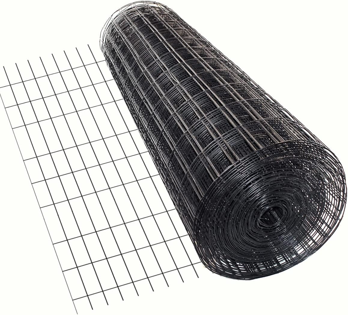 X 100' 14Ga Galvanized Steel Black PVC Coated Welded Wire 1'' X 3'' - Fence Roll