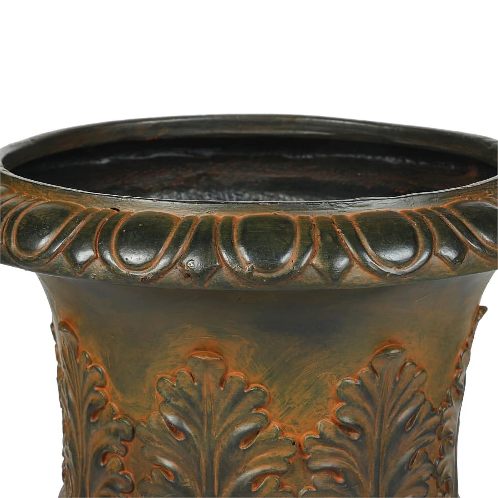 LuxenHome Set of 2 Weathered Orange/Brown MgO Urn Planter