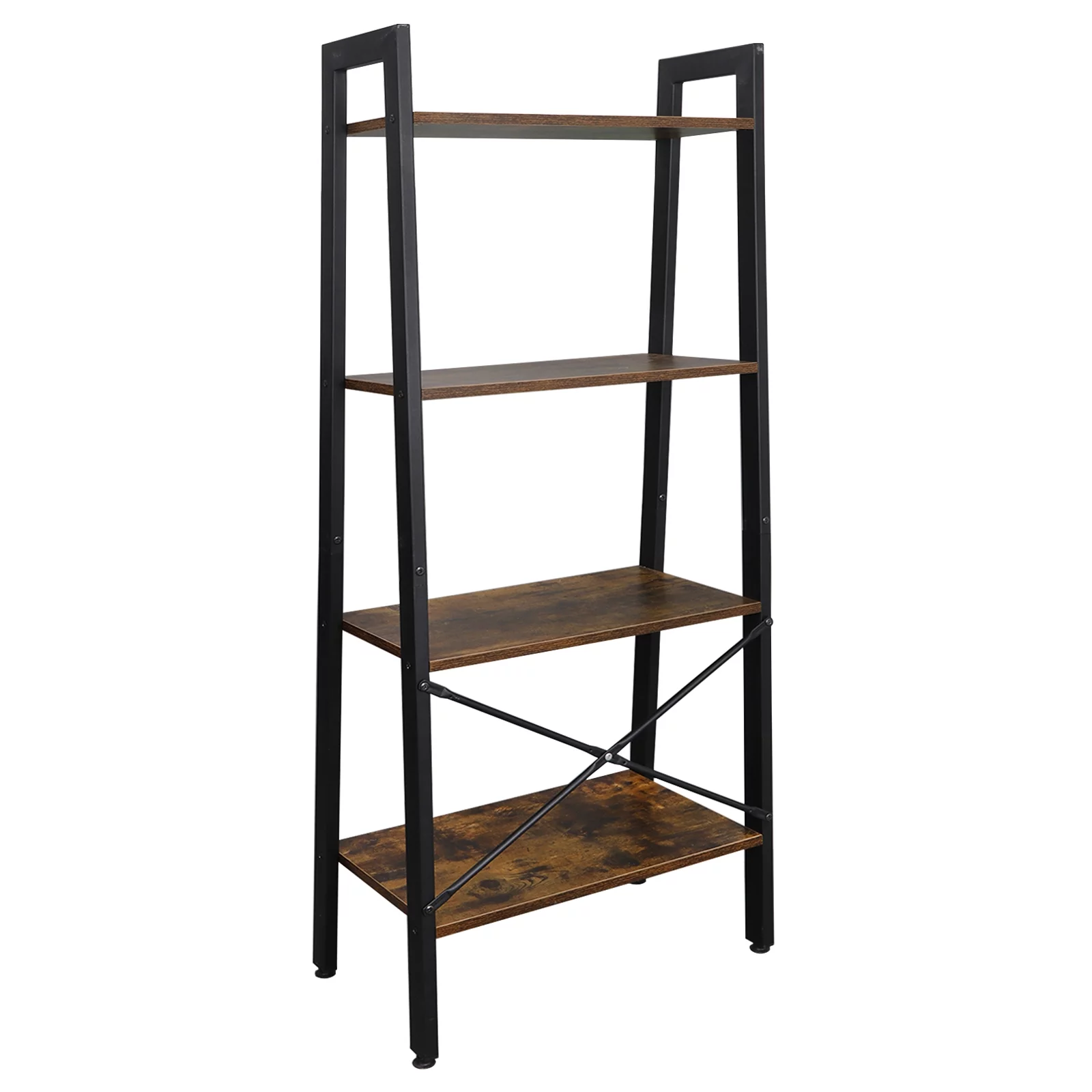 ZENY Home Ladder Shelf Metal Frame Four Tiers Modern Bookcase, 22.4 x 13