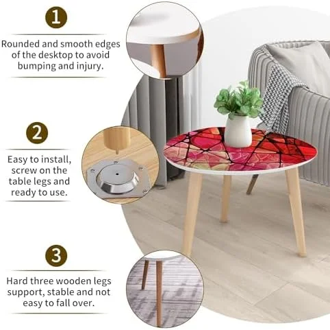 JYHOME Small Coffee Nesting  Abstract Stained Glass Mosaic  red Triangle End  Center   Modern   Room Bedroom Balcony