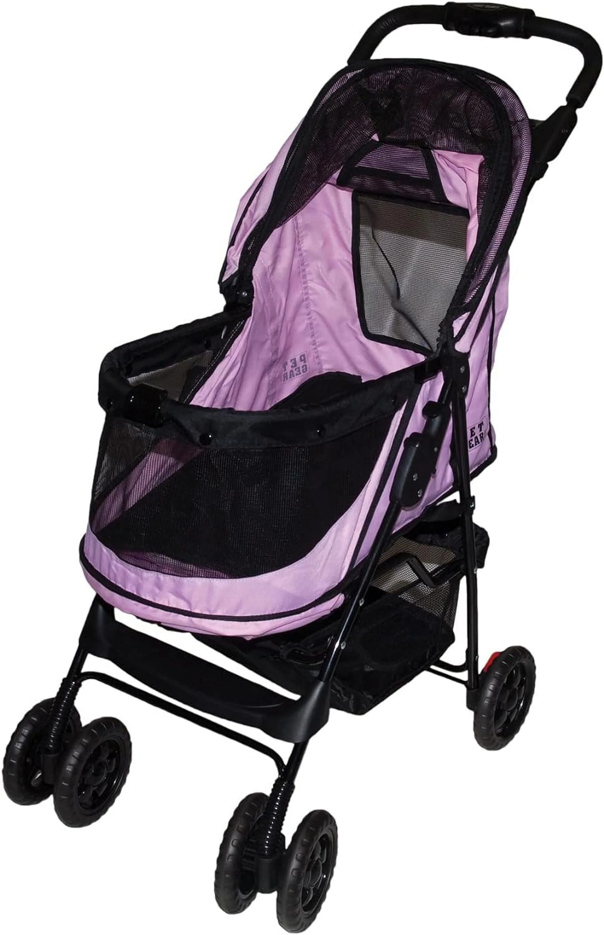 Happy Trails Pet Stroller For Cats/Dogs, Zipperless Entry, Easy Fold With Removable Liner, Safety Tether, Storage Basket + Cup Holder, 3 Colors