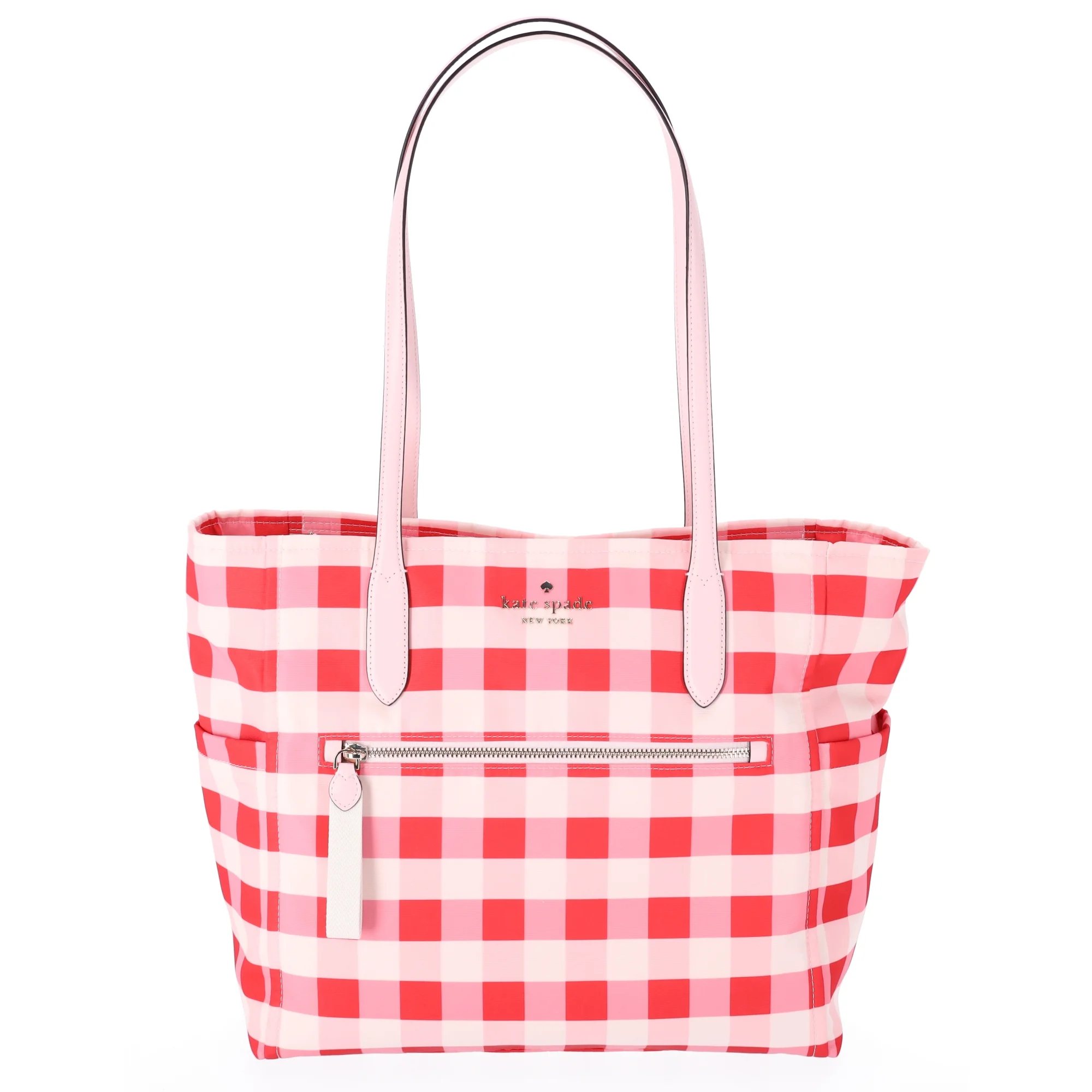 Kate Spade Chelsea The Better Nylon Large Tote Gingham Check Print Pink Multi