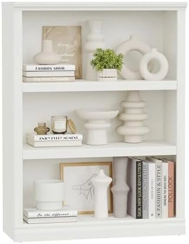 GVJMTKP 5- Tall Bookcase White Wooden Bookshelves 33in Wide Floor Standing Display  Shelves 70 in Tall Bookcase for Home Office  Living Room  Bed Room