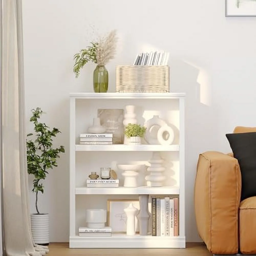 GVJMTKP 5- Tall Bookcase White Wooden Bookshelves 33in Wide Floor Standing Display  Shelves 70 in Tall Bookcase for Home Office  Living Room  Bed Room