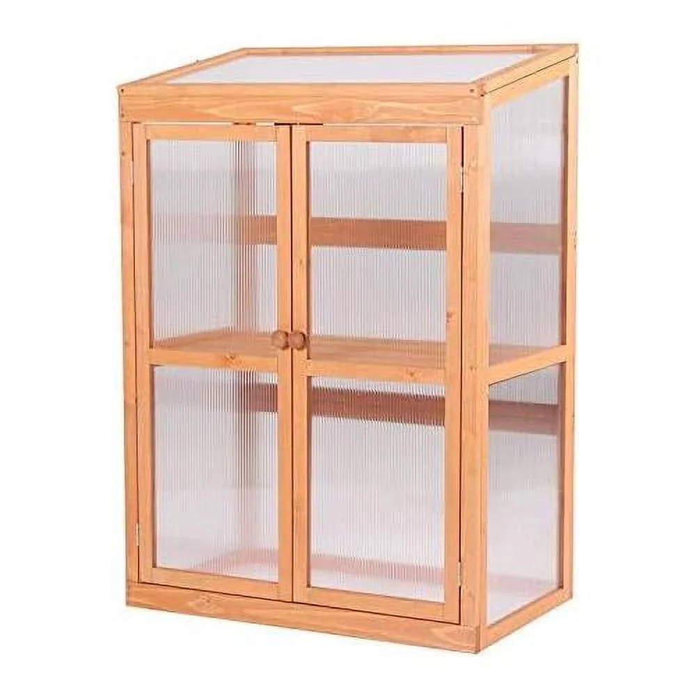 greenhouse wooden cold frame greenhouse, garden portable mini greenhouse cabinet, raised flower planter shelf protection for outdoor indoor use, 0760