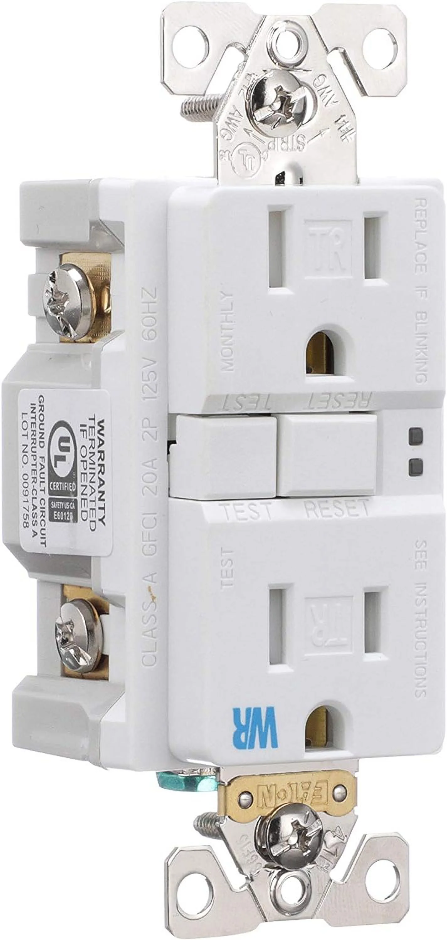 TWRSGF15W Arrow Tamper And Weather Resistant Duplex Gfci Receptacle, 125 Vac, 15 A, 2 Pole, 3 Wire, White