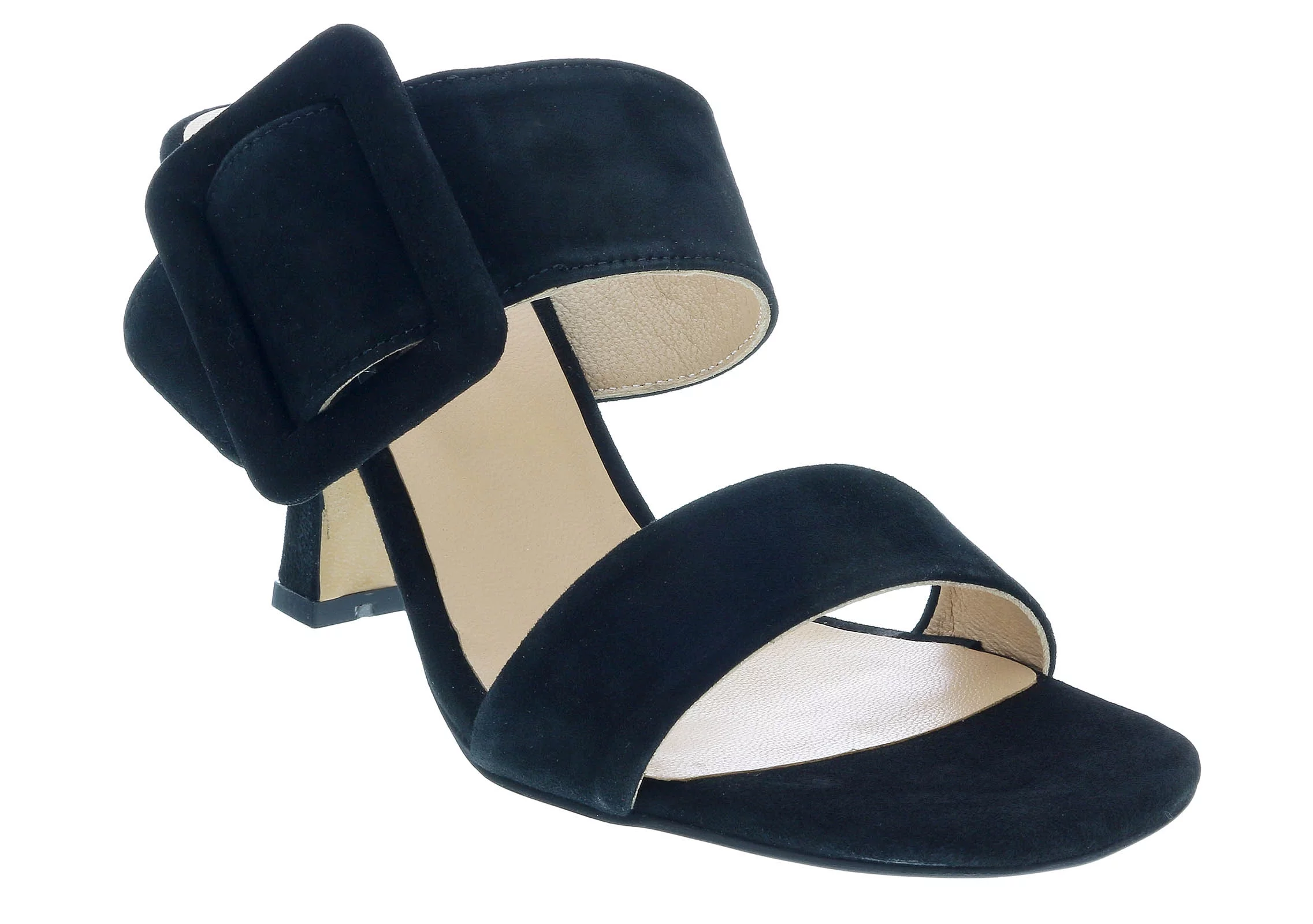 Ventutto Black Wide Buckle High Heel Slide-8 for womens