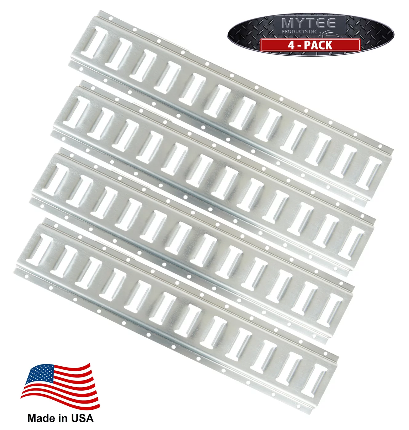 (4 Pack) 2' Horizontal E-Track Tie-Down Rail - Made in USA | Hot-Dipped Galvanized Steel, Bolt-On Tie Down Rail for Cargo on Pickups, Trucks, Trailers, Vans