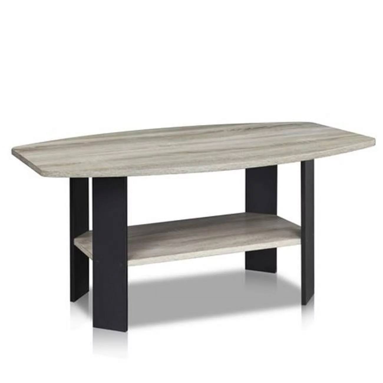Furinno Simple Design Coffee Table- Oak Grey & Black - 16.25 x 35.5 x 21.5 in.