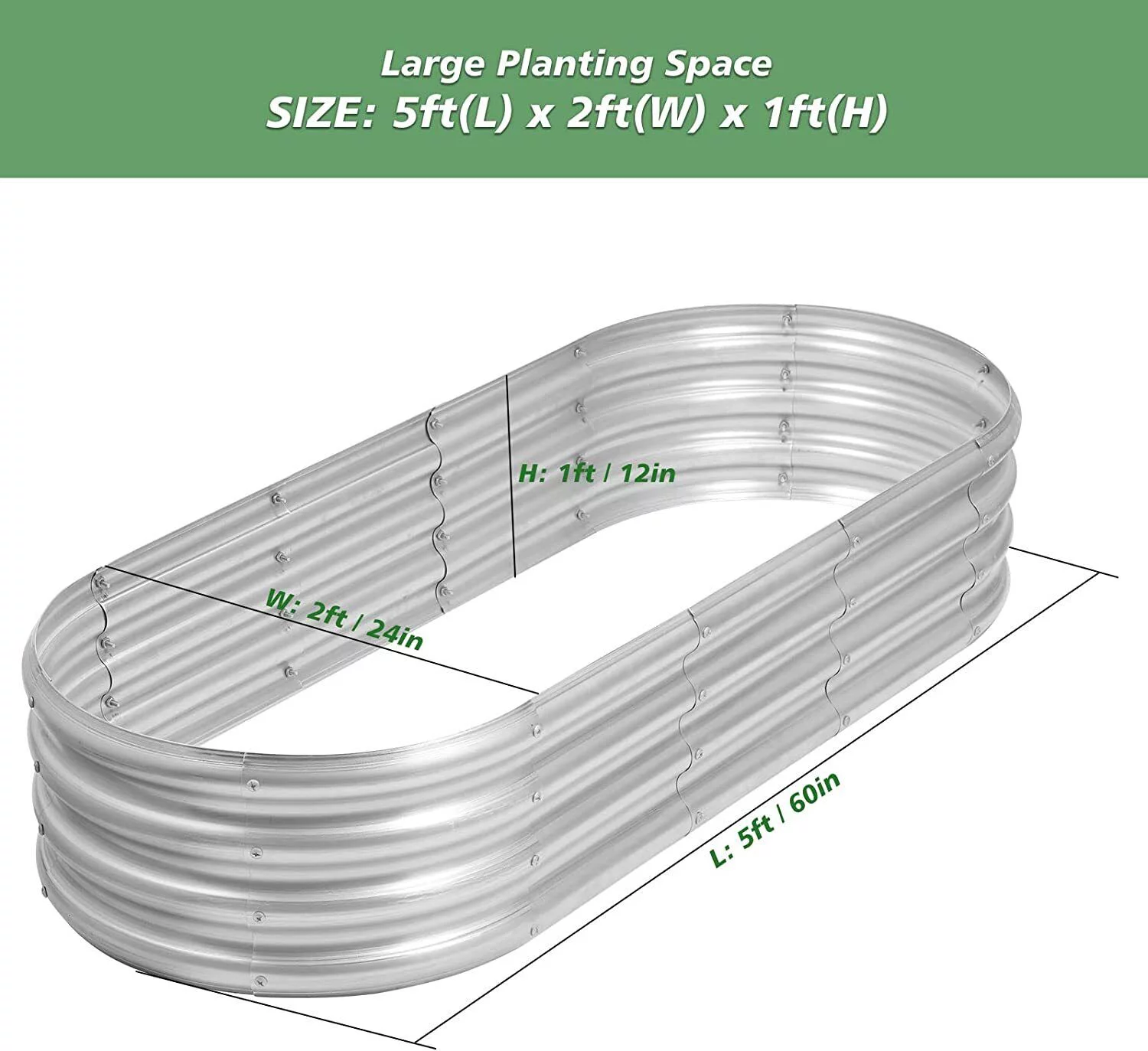 Galvanized Garden Yard Bed Elevated Raised Vegetables Flowers Planter