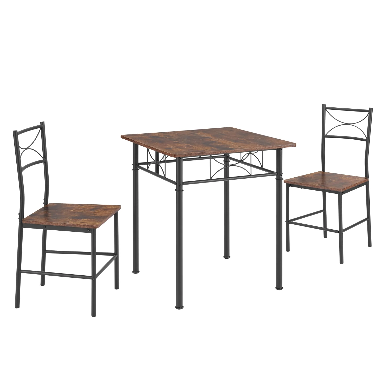 JHOOTUUO 3-Piece Kitchen Dining Room  Set Retro Brown chair