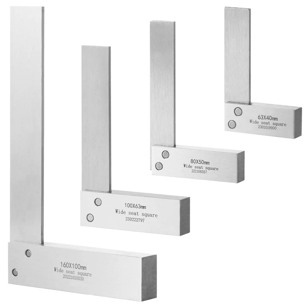 Machinist Square Set, 4-Piece High Precision Square Woodworking Wide Base Square Tool Right Angle Square L-type Measuring Tool, 2-in, 3-in, 4-in, 6-in Squares