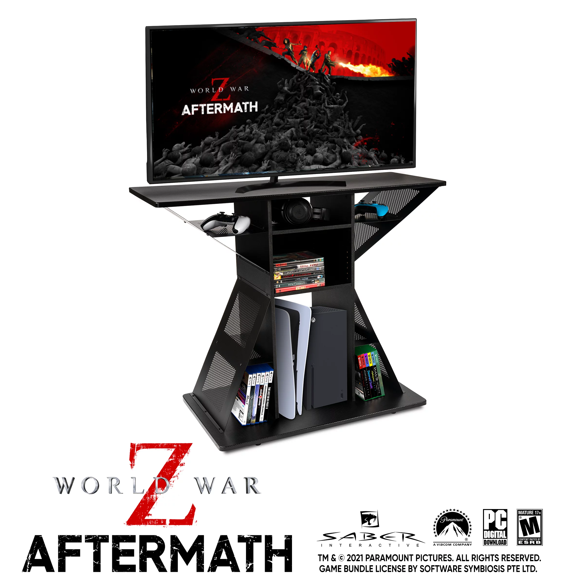 Atlantic 45506171 Phoenix Gaming Hub II & CyberPower HT706UC Home Theater Surge Protector free World War Z Aftermath