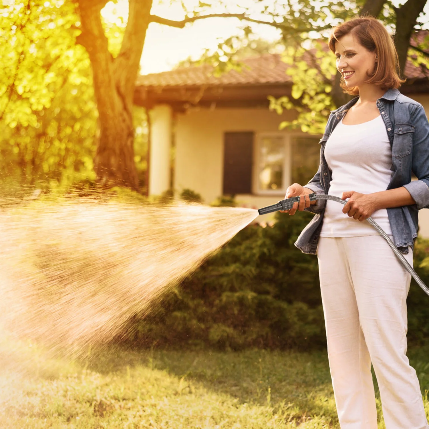 Heavy Duty Stainless Steel Garden Hose Set iMounTEK Garden Watering Kit w/ 2 Nozzles 12 Patterns