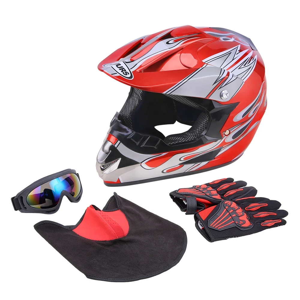 Oumurs DOT Motocross Motorcycle Helmet Open Face Off-road Dirt Bike ATV Helmet Unisex Adult Black M L XL XXL