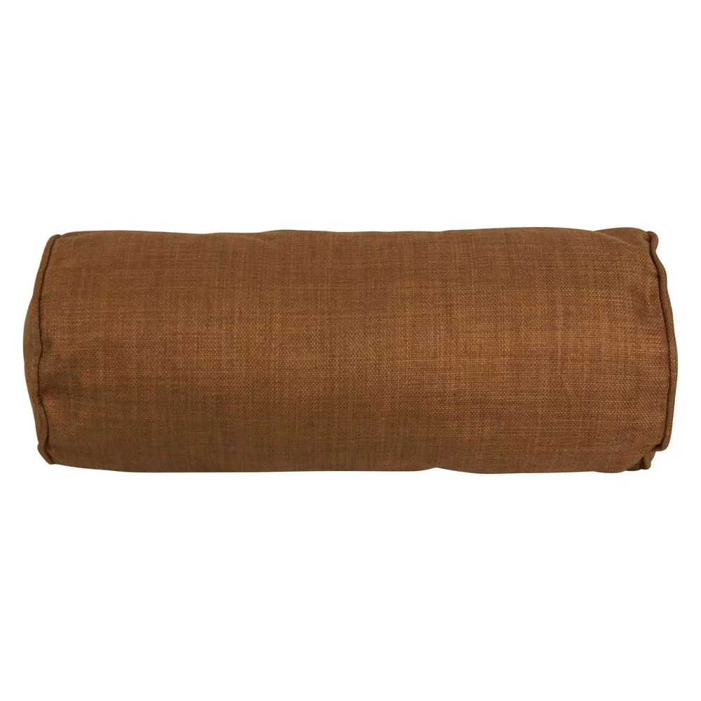 Blazing Needles  20 x 8 in. Double-Corded Spun Polyester Bolster Pillows with Inserts, Mocha - Set of 2