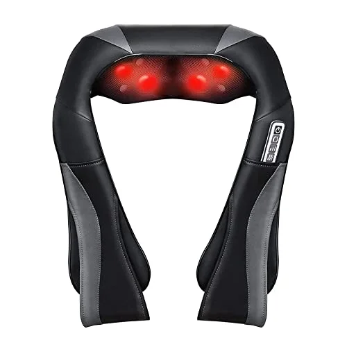 Neck and Back Massager with Heat, Electric Shoulder Massage with 8 Nodes, 3D Deep Tissue Kneading Shiatsu Massagers for Full Body Muscle Pain Relief