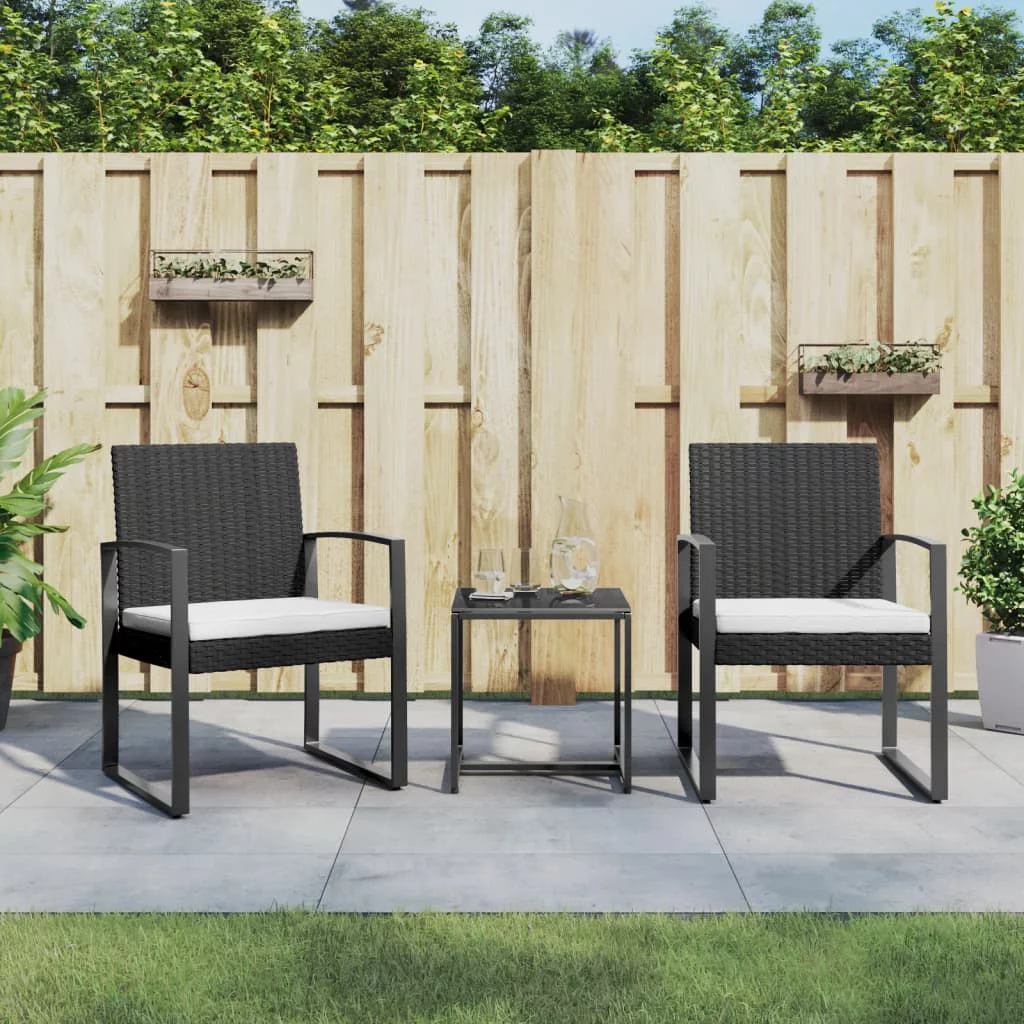 Irfora 3 piece Patio Dining Set with Cushions Black Rattan