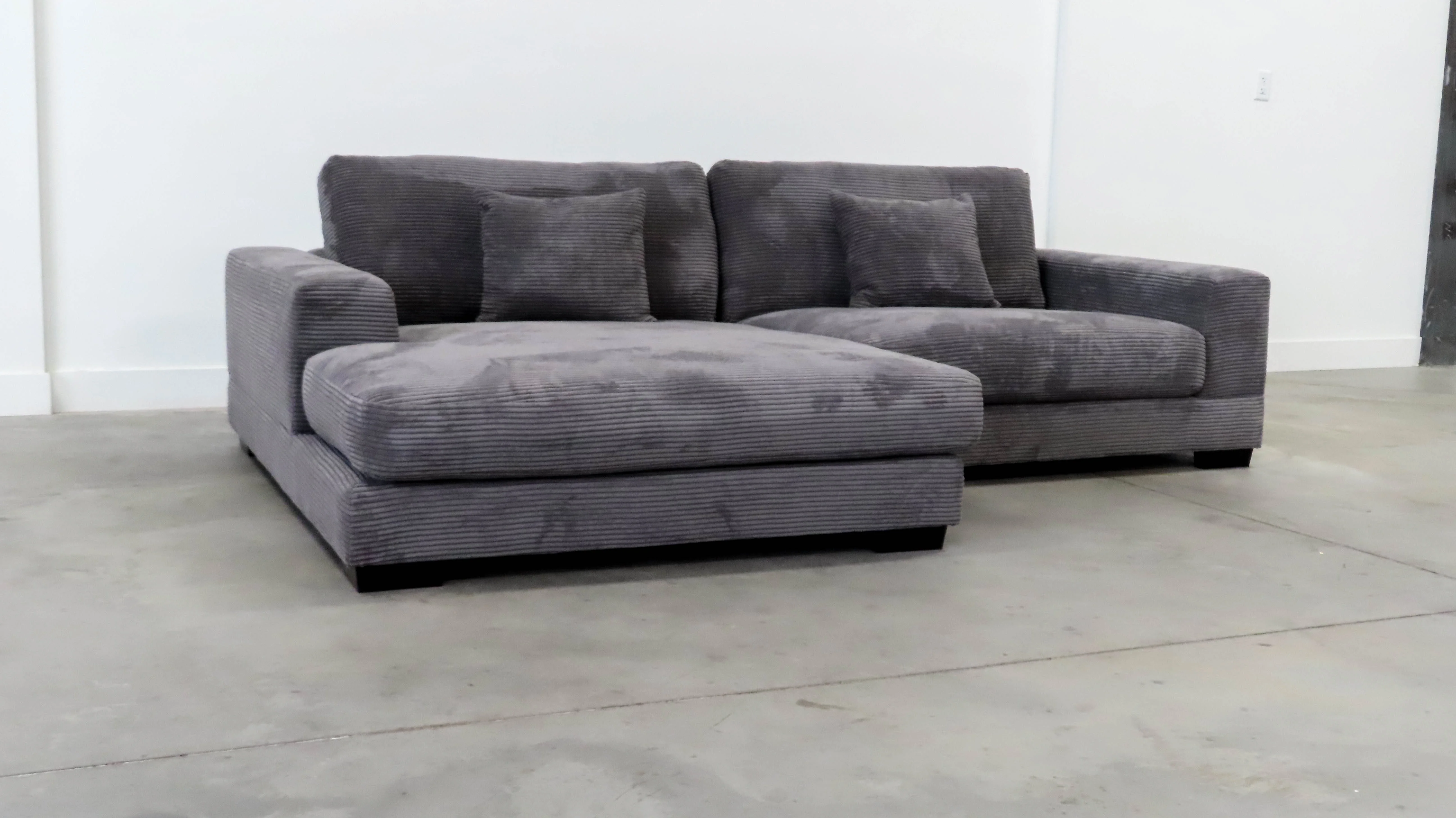 DeeHome Bella Grey Corduroy Left-Facing 2-piece Sectional